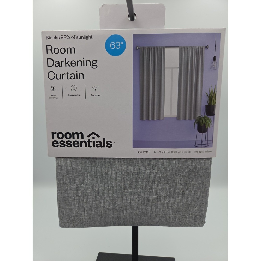 Room Essentials Heathered Gray Blackout Curtain Panel 42x63